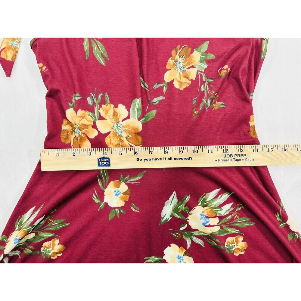 Ouges Sz M Stretch Cot Tie-Neck Floral Flare Dress Women's Mini Cotton Summer - Picture 9 of 10